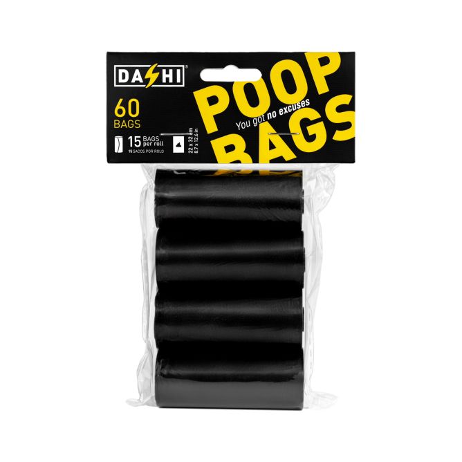 Dashi  izkārnījumu maisiņi OPP, melni, 4 rullīši