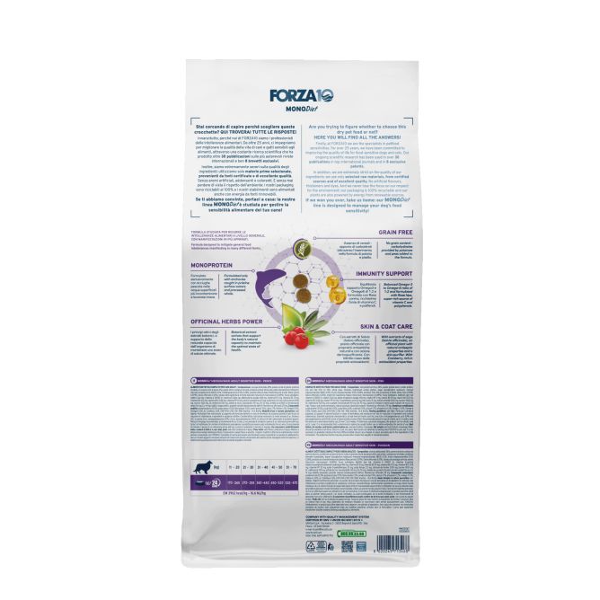 MonoDiet Sensitive Skin Medium/Maxi ar zivi, 10kg