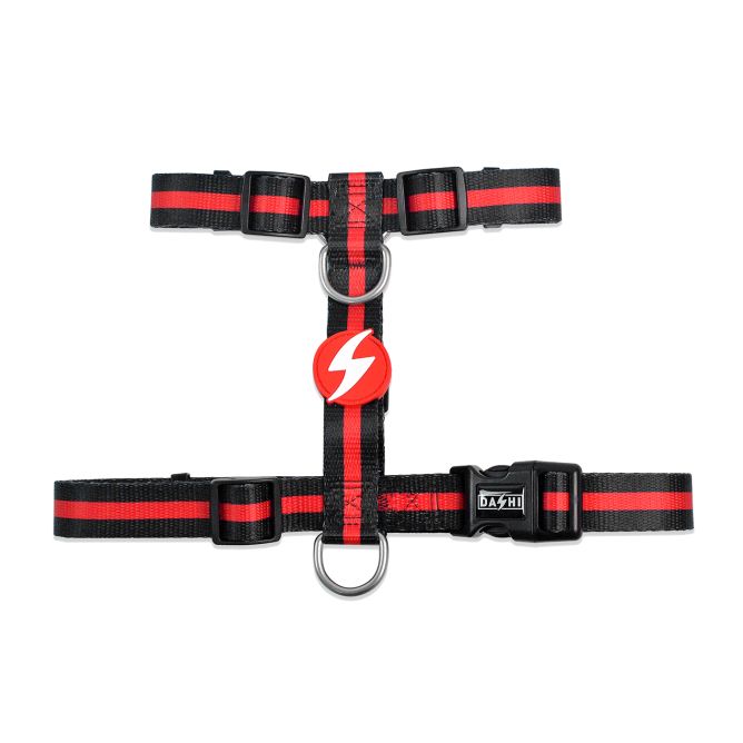 Muguras iemaukti suniem STRIPES3, melns/sarkans, L