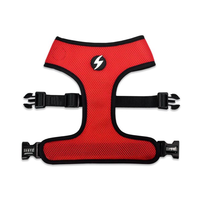 Mīkstie NeoMesh muguras iemaukti suniem STRIPES3, melns/sarkans, M