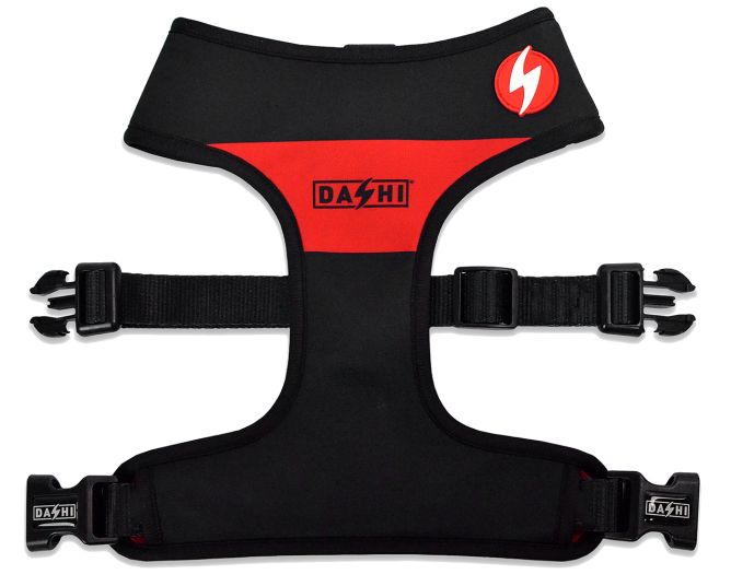 Mīkstie NeoMesh muguras iemaukti suniem STRIPES3, melns/sarkans, XS