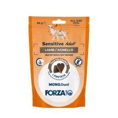 MonoSnack Sensitive Adult kārumi suņiem, ar jēru, 80g