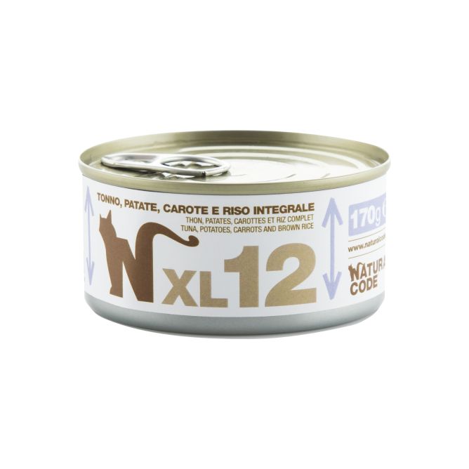 Natural Code XL 12 Tuncis, kartupeļi, burkāni un brūnie rīsi, 170g
