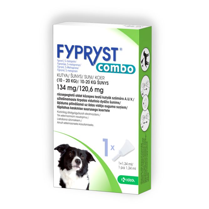 Fypryst Combo 134mg/120,6mg pilināšanai uz ādas suņiem (10-20kg), 1gb.