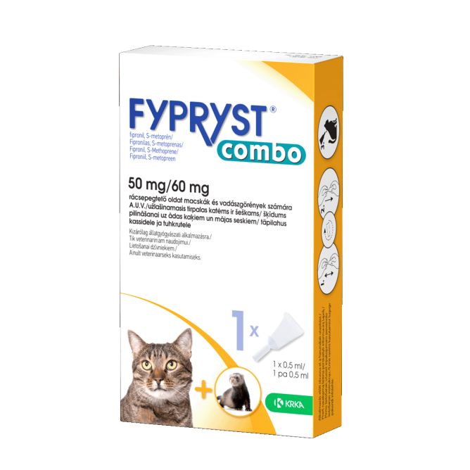 Fypryst Combo 50mg/60mg pilināšanai uz ādas kaķiem, 1 gab.