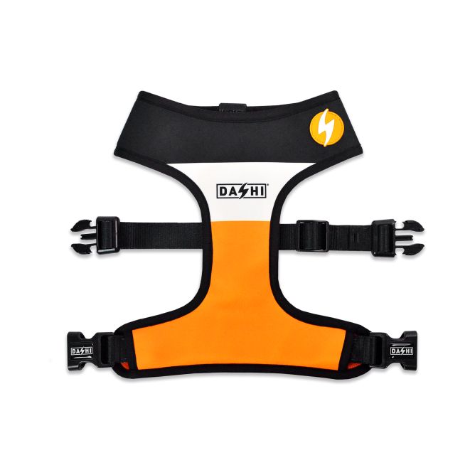 Mīkstie NeoMesh muguras iemaukti suņiem STRIPES3, oranžs/melns, S