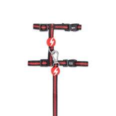 Muguras iemaukti ar pavadu kaķiem STRIPES3, sarkans/melns