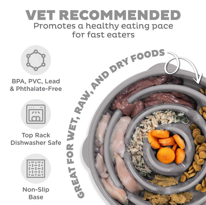 Lēnēšanas bļoda Fun Feeder Drop, pelēka, L