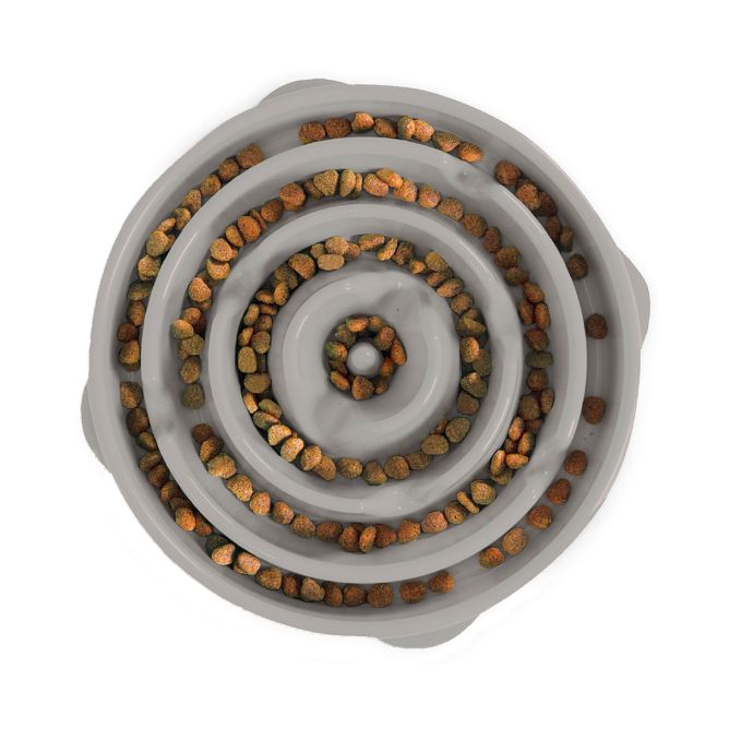 Lēnēšanas bļoda Fun Feeder Drop, pelēka, L