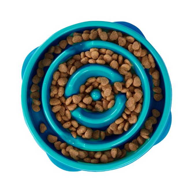 Lēnēšanas bļoda Fun Feeder Drop, tirkīza, M