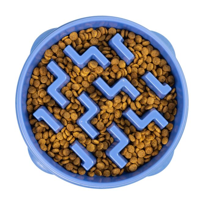 Lēnēšanas bļoda Fun Feeder Notch, zila, M