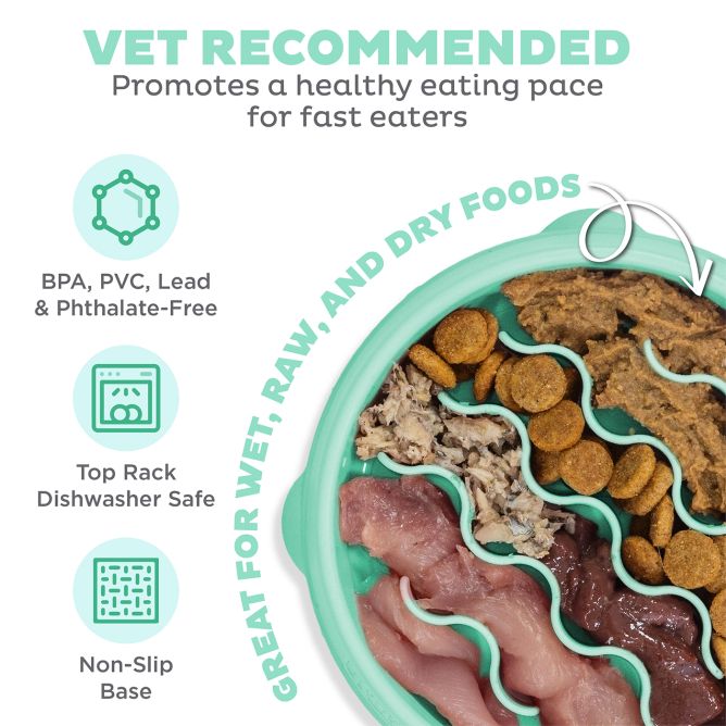 Lēnēšanas bļoda Fun Feeder Wave, gaiši zaļa, S