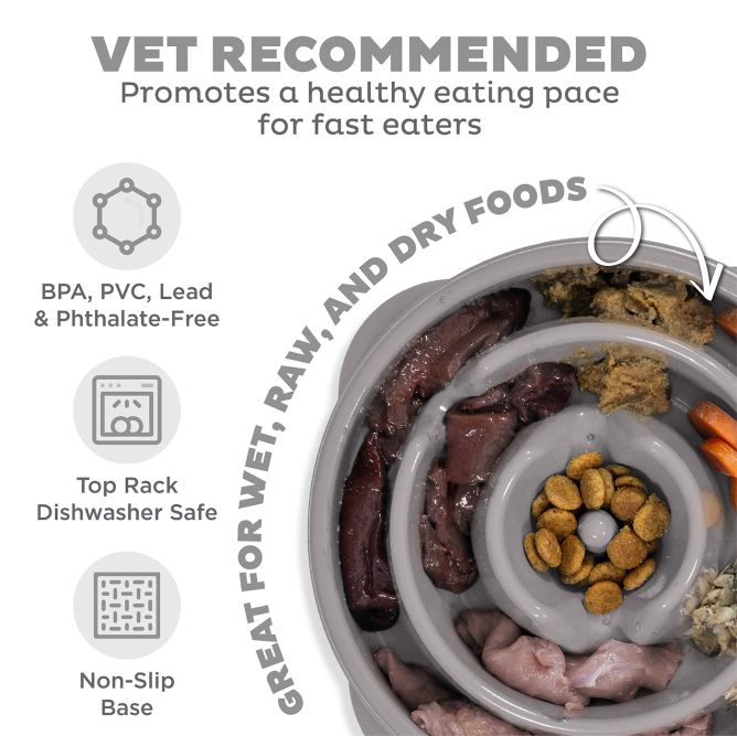 Lēnēšanas bļoda suņiem Fun Feeder Drop, pelēka, M