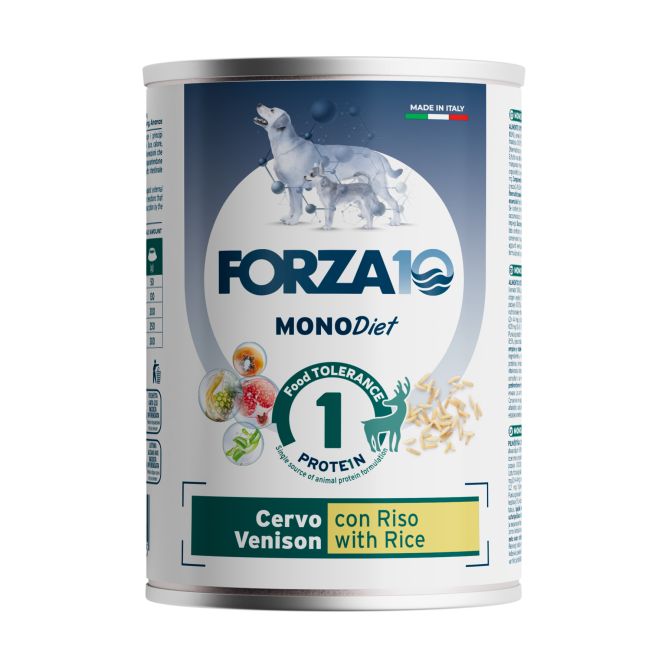 Forza10 MONODiet konservi suņiem, briedis ar rīsiem, 400g