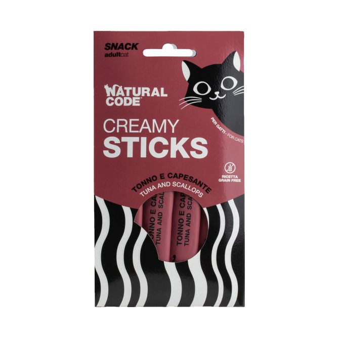 Natural Code krēmīgais kārums kaķiem, tuncis un jūras ķemmītes, 4x14 g