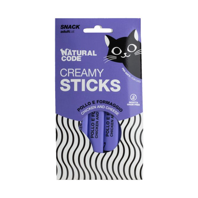 Natural Code krēmīgais kārums kaķiem, vista un siers, 4x14 g