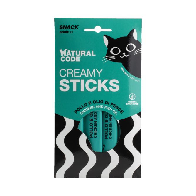 Natural Code krēmīgais kārums kaķiem, vista un zivju eļļa, 4x14 g