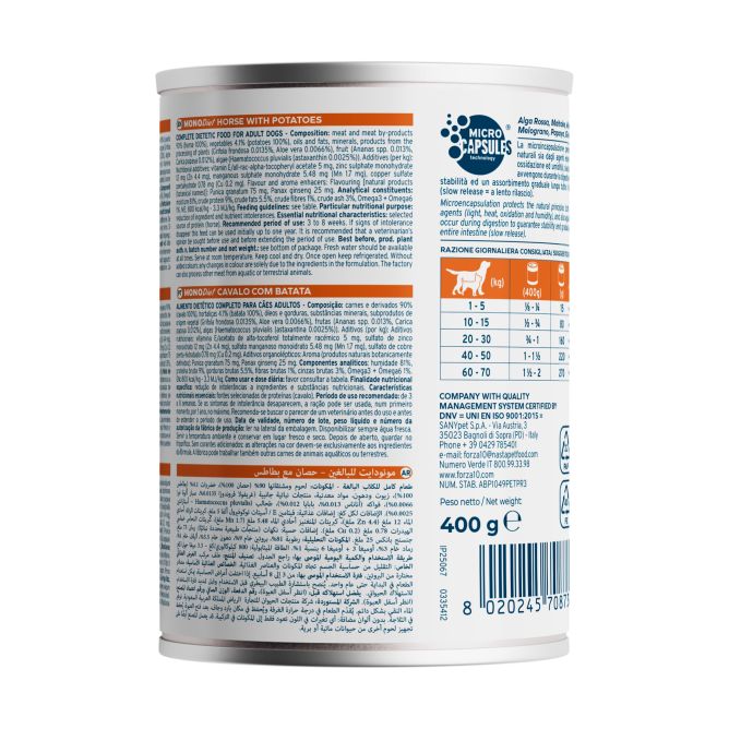 Forza10 MONODiet konservi suņiem, zirgs ar kartupeļiem, 400g
