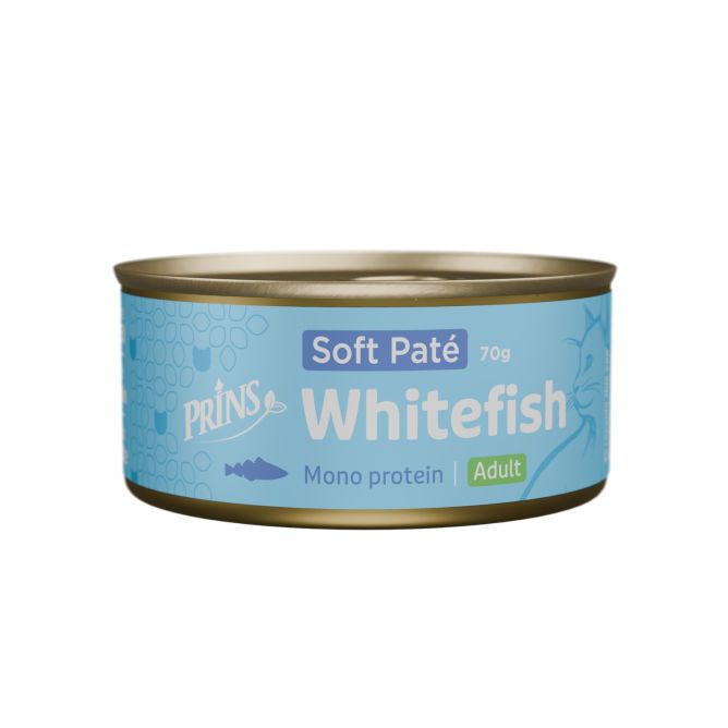 Prins Soft Pate Baltās zivis, mitrā barība kaķiem, 70g