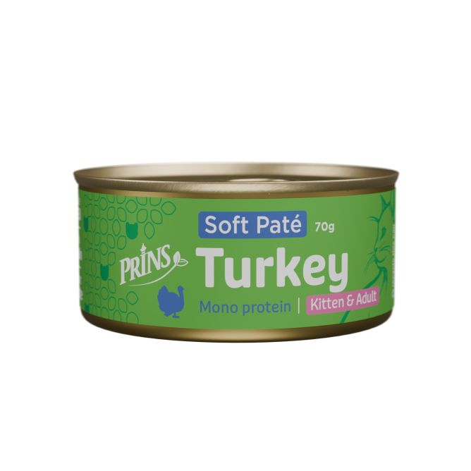 Prins Soft Pate Tītara gaļa, mitrā barība kaķiem un kaķēniem, 70g