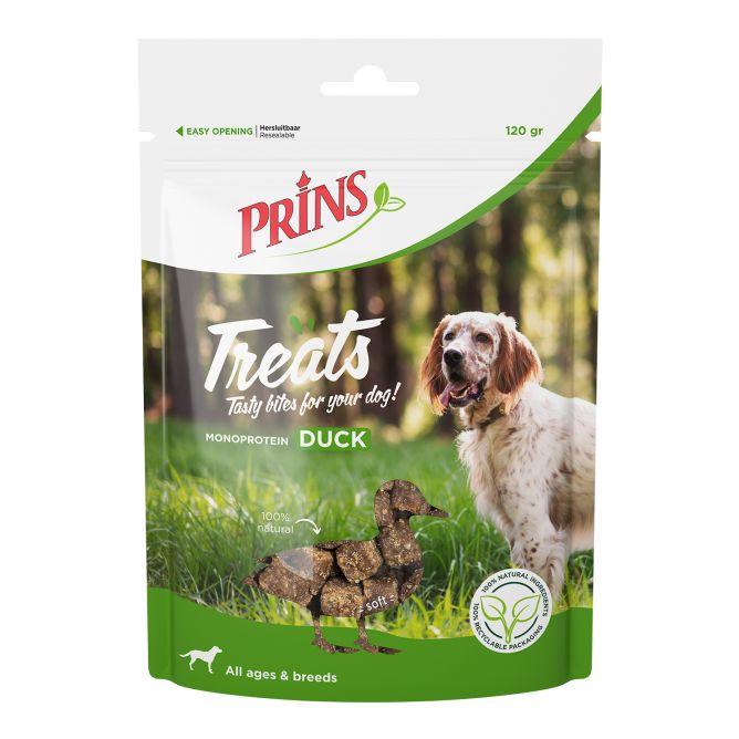 Prins Treats Duck kārumi suņiem, 120g