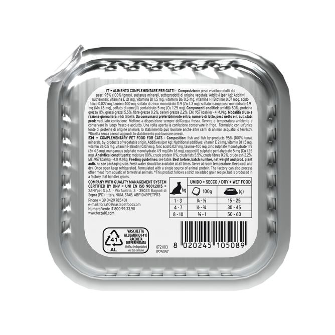 Forza10 MONODIET pastēte kaķiem ar tunci, 100g
